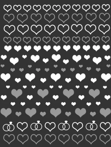 Nagelsticker - Aufkleber selbstklebend - Nail Sticker - Weiss Silber Herzen Love